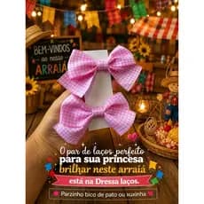 Par de Laços Juninos Menina Festa Arraiá/ Laços de Cabelo São João