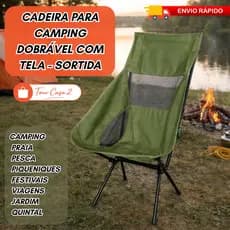 Cadeira Camping Portátil Dobrável Praia Pesca Trilha Passeio Compacta Até 100kg Leve Churrasco Copa