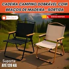 Cadeira Camping Dobrável Reforçada Copa Churrasco Clube Praia Pesca Passeio Até 120kg Banco Viagem