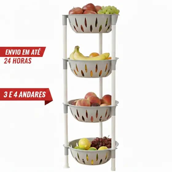 Fruteira Modular color Cesta organizadora 3 e 4 Andares