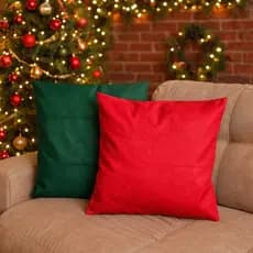 Kit 2 Capas de Almofada Natal, Estampas Natalinas Suede/Gorgurinho 45x45cm Decoração