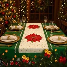 Toalha de Mesa Natal Térmica PVC Plástico Impermeável 6 Lugares Decoração Natalina