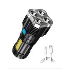 Lanterna Led Portátil Recarregável USB Resistente a água com Luz lateral c/ 4 LEDS 9650