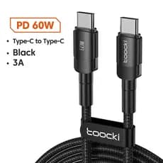Cabo Toocki USB-C 100W Turbo – Tipo C para Tipo C com Carga Rápida PD para Samsung, Xiaomi, Huawei, Poco e Android