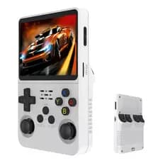 Console Retro R36S Portátil branco Vídeo Game Tela IPS 3.5 64GB Mais de 10.000 emula vários jogo