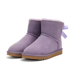 Ug novo estilo de lã couro botas de neve de uma peça feminina arco curto engrossado botas curtas antiderrapantes
