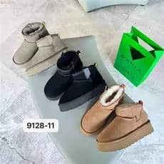 Zíper novo estilo sapatos femininos de lã de sola grossa mais veludo engrossado botas de neve femininas de couro antider