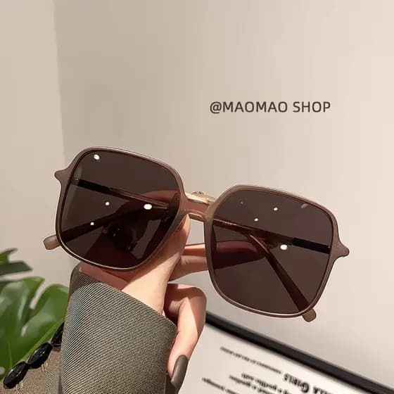 Óculos de sol fosco na moda moldura quadrada moda marrom protetor solar Anti-ultravioleta Sung