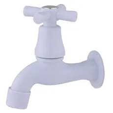 torneira para jardim ou tanque em abs branca curta 1130 com arejador .