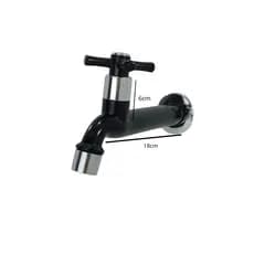 TORNEIRA PAREDE TANQUE COZINHA JARDIM LONGA 18CM COM AREJADOR PRETO 1/4 DE VOLTA,