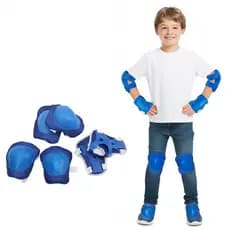 Kit Proteção Infantil Azul Esportes Radicais Bike Skate Patins Joelheira Cotoveleira Munhequeira Kids