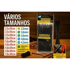 🔗 Kit 100 Abraçadeiras de Nylon 🛠️ Enforca Gato Cinta Plástica – 15cm a 40cm Variados 📏