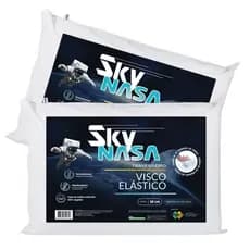 Kit 2 Travesseiros Viscoelástico Basic Sky NASA Anatômico Terapêutico Algodão Antiácaro