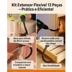 🔧 Kit Cabo Extensor Flexível para Parafusadeira Universal 💥 Adaptador com Bits – Prático e Versátil!
