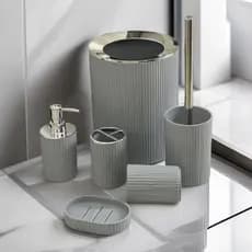 Kit Acessórios Banheiro Elegante Sofisticado Casa Pote Lixeira Porta Saboneteira Caixa Suporte