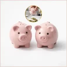 Saleiro Pimenteiro Porquinho Rosa Cerâmica Kit 2 Unidades