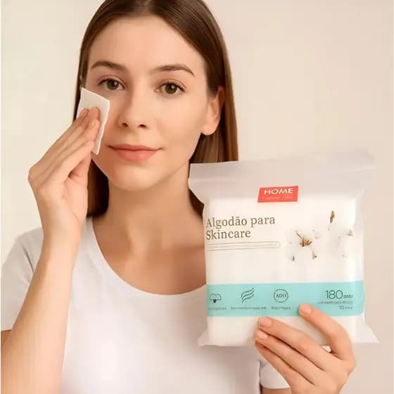 Discos de Algodão Skincare para Limpeza Facial com 180pcs / Lenço Mágico Compacto 20pcs