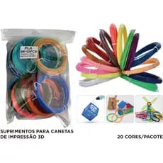 Refil Filamento PLA Kit 20 Rolos 100 M PRA Caneta 3D
