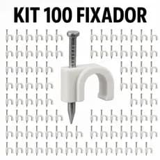 Kit 100 Grampo  Fixa Fio Cabo Coaxial Parede Branco Prego De Aco 8 ou10 mm