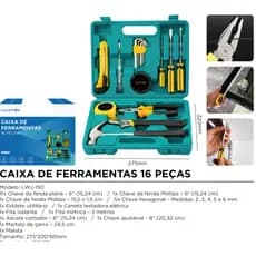 Kit De Ferramentas 9 ou16 Peças Com Maleta E Itens Essenciais Para Reparos