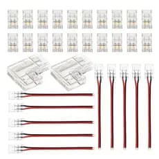 Conector Fita LED 8mm 10mm Emenda Reta L Kit 10 ou 20Peças Fácil Instalação