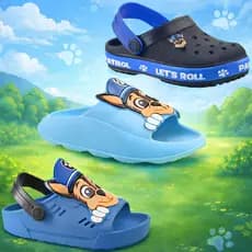 Kit Menino 3 Em 1 Babuche + Slide Nuvem + Sandália Azul/Preto Patrulha Confort