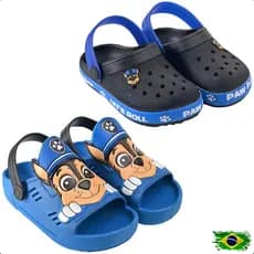 Kit Menino 2 Pares Patrulha Canina Babuche Casual + Sandália Papete Azul/Preto