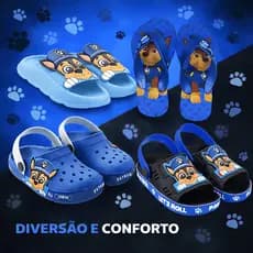 Kit 4 Calçados Infantis Menino Patrulha Babuche + Papete + Slide Nuvem E Chinelo Kids