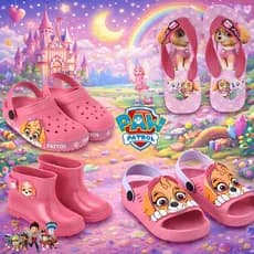 Kit 4 Pares de Sandália + Babuche + Galocha + Chinelinho Infantil Patrulha Canina Rosa Menina