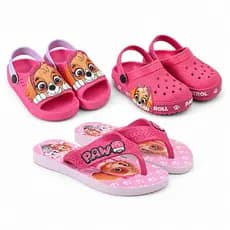 Kit Babuche Casual + Chinelo Resistente + Sandália Infantil Menina Rosa Patrulha Kids Marca Nexa