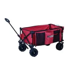 Carrinho de Carga Dobrável Multiuso 80Kg Rodas Largas Praia Camping Bege ou Vermelho Nautika
