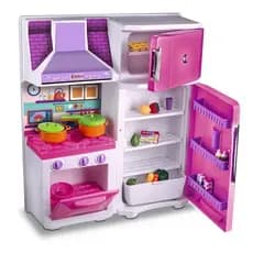Cozinha Infantil Completa Brinquedo com Fogão Geladeira Utensílios Frutas Verduras Menina Criança