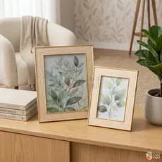 Porta Retrato de Mesa Decorativo Moldura Metalizada Dourada com Vidro para Fotos