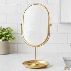 Espelho Giratório de Mesa para Maquiagem de Metal Dourado ou Preto Penteadeira Banheiro