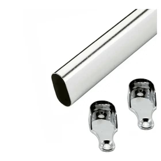 Tubo Cabideiro Oval Oblongo Com Suporte Acompanha Parafusos