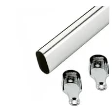 Tubo Cabideiro Oval Oblongo Com Suporte Acompanha Parafusos