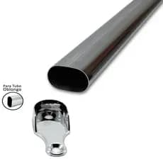 Tubo Cabideiro Oval Arara Para Guarda Roupas Com Suportes Alumínio - Até 100cm