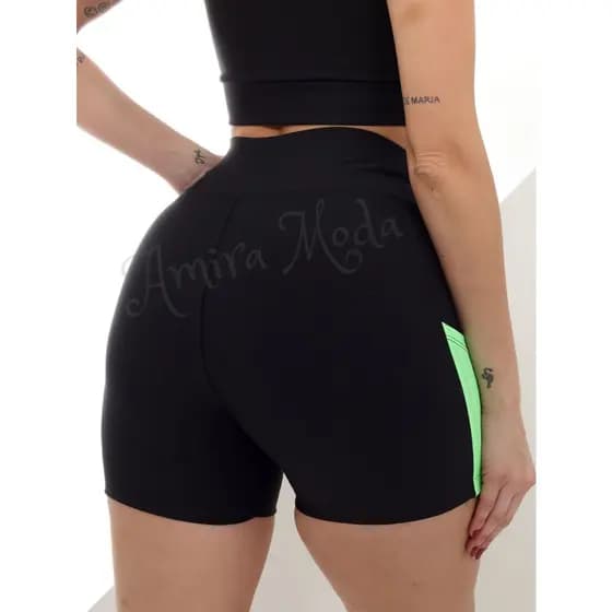 Short Legging Com Bolso Academia Fitness Cintura Alta  Academia