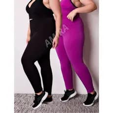 Kit 2 Calças Bolha PLUS Size Legging Feminina Leg Zero Transparência Cintura Alta Levanta Bumbum