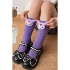 Anime Kuromi Melodia Meias Para Crianças Meninas Dos Desenhos Animados Kawaii Estilo Coreano Mid-Tube Na Moda Estudante