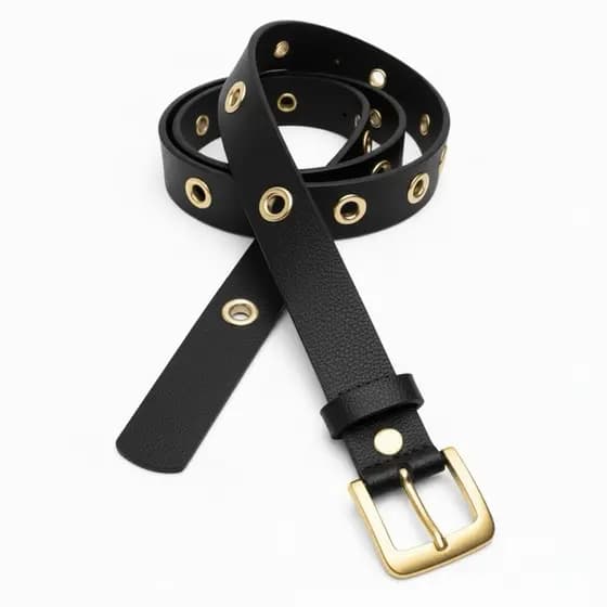 Cintos Femininos Fino Largura 2.0cm Varias Cores Ilhós 45 Dourado Durável Envios Imediatos Compor Look - Duda Ilhós