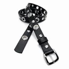 Cintos Femininos Fino Largura 2.0cm Punk Rock Couro Sintético Com Ilhós 45 + Rebite - Luana