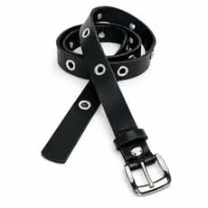 Cintos Femininos Punk Rock Fino Largura 2.0cm Fivela Prata Com Ilhós 45 Prata Entrega Rapida - Duda Ilhós