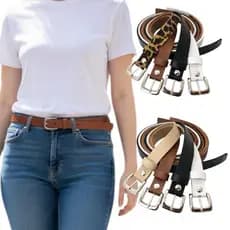 Kit 4 Cintos Feminino Largura 2.0cm Fivela Prata De Metal Moda Elegante Cinturado - Duda