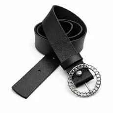 Cintos Feminino Largo 3.0 cm Fivela Redonda Trabalhada Correntinha Prata Moda Tendencia - Paula
