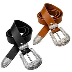 Kit 2 Cintos Feminino Largura 2.5cm Fivela Country Cowboy Prata Entrega Imediata – Rafaela