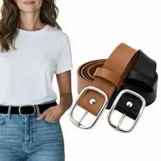 Kit 2 Cintos Feminino Largura 3.0cm Fivela Prata Da Moda Entrega Rapida Ajustavel Formal - Francis