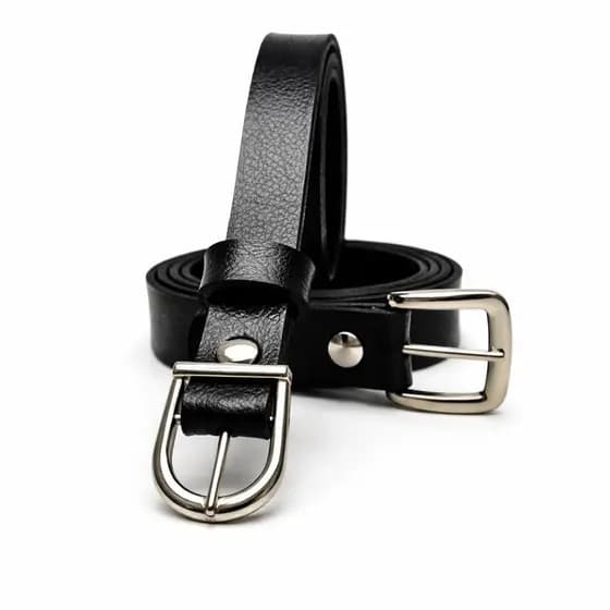 Kit 2 Cintos Femininos Dois Modelos Fino Larguras 1.5cm e 2.0cm Fivelas Pratas Moda Blogueira – Duda/Ana