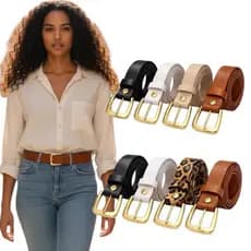 Kit 4 Cintos Femininos Largura 2.0cm Fivela Dourada Da Moda Elegante Blogueira Delicado - Duda