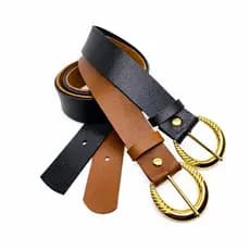 Kit 2 Cintos Feminino Fivela Dourada Com Risco Elegante Da Moda Ajustavel Blogueira Mulher – Rita